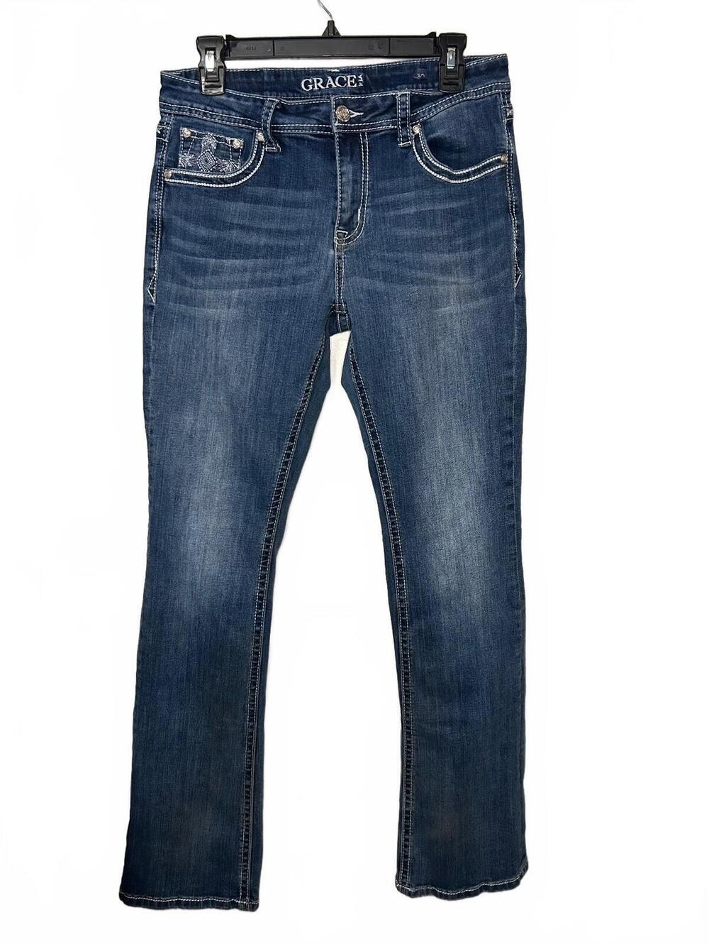 GRACE in LA jeans cross design pocket bootcut 30W 30L